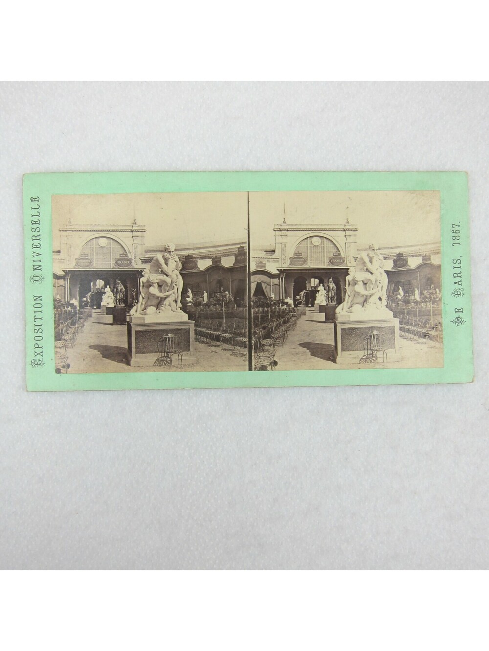 Antique Stereograph 1867 Paris Exposition Garden Interior Universelle de Paris